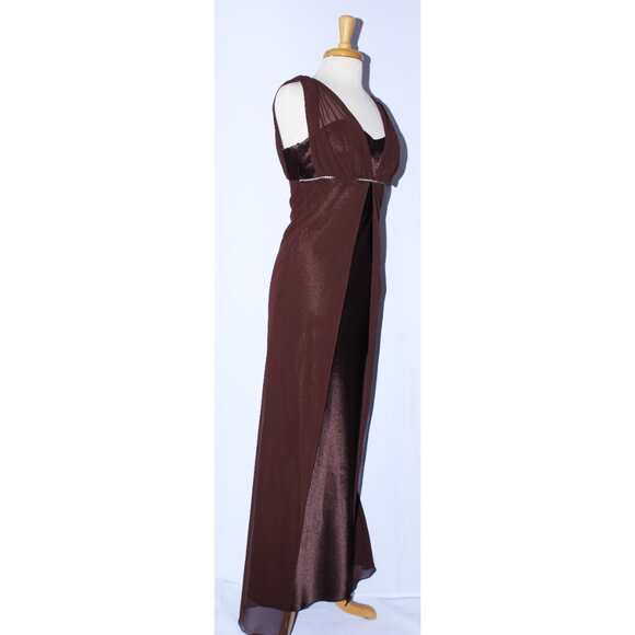 NWOT Juno #775 Chiffon and Satin Vintage Goddess Bridesmaid Dress-Size S-BROWN - Picture 2 of 5